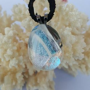 Sold "Celestine" Dichroic Glass necklace